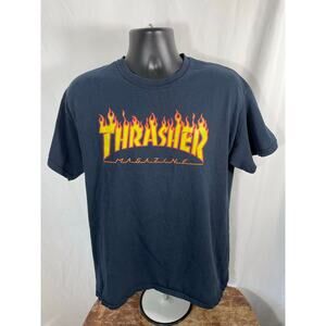 Thrasher Flame Logo Tee Black L Skateboarding Shirt